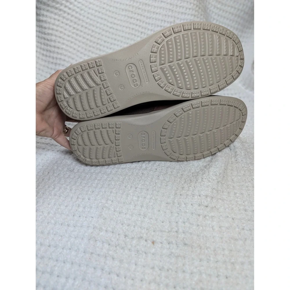Crocs Santa Cruz 2 Luxe Mens 14 Brown Canvas Leather Loafers 204241 Slip On